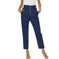 thumbnail image 1 of Mrat Sweatpants Women Plus Size Casual Solid Plus Size Wide Leg Pants Combat Pants Elastic Waist Pocket Loose Pants Blue M, 1 of 8