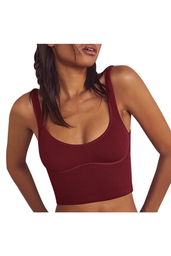 Tank Tops Women Women's Fashion Casual Spring Summer Solid Color Camisoles Round-Neck Tops Blouse Extra Long Tank Tops for Women S-11 Wine S