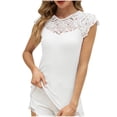 thumbnail image 1 of Mrat Tennis Tank Tops Women's Fashionable Casual Short-Sleeved Lace Patchwork Solid Color Tops Baseball Tank Tops for Women S-292 White L, 1 of 9