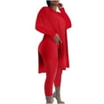 thumbnail image 1 of Mrat Travel Sweatsuit Women Casual Plus Size Outfits Long Sleeve Loose Tops Skinny Round Neck Long Pants Sets Tracksuits Suit Sets Outfits S-5 Red-A L, 1 of 7