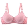 thumbnail image 1 of Mrat Tshirt Bra Women Cotton Bralettes Women Lace Bra Style M-793 Big & Tall Size Support Yoga Bra Female V-Neck Hook and Eye Bra Closure Lace Bralette Pink XL, 1 of 8