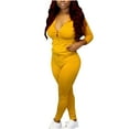 thumbnail image 1 of Mrat Two Piece Athletic Sweatsuit Women's Two Piece Tracksuit Set Long Sleeve Zipper Hoodie Jacket with Sweatpants Sweatsuit Jogger Workout Outfits S-20 Yellow S, 1 of 8