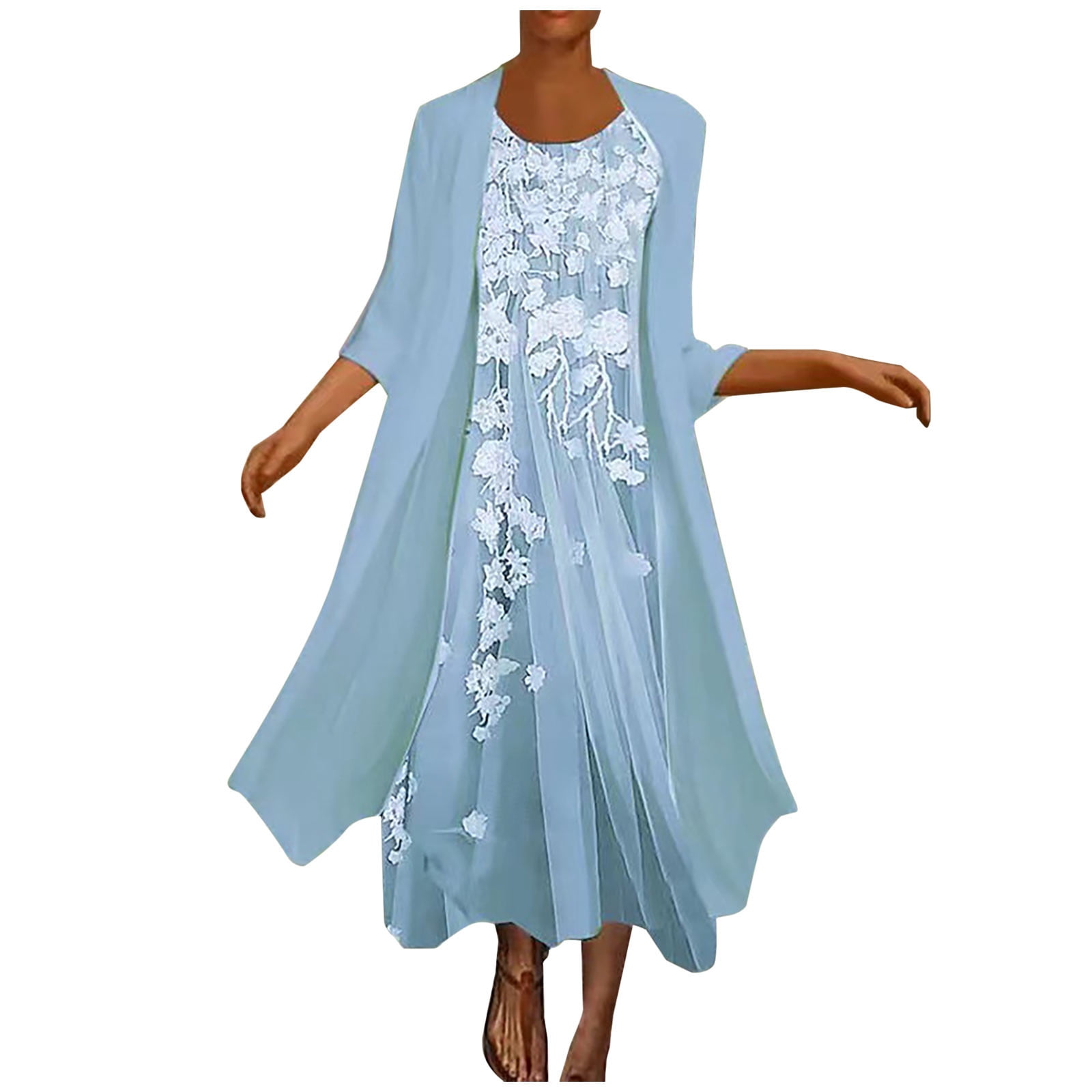 midi dress with jacket for wedding guest Amazon.com: Women Boho Floral Two Piece Set Summer Flowy Bride Mother Dress 3/4 Sleeve Chiffon : Clothing, Shoes & Jewelry Memorial Day Midi Dress With Jacket For