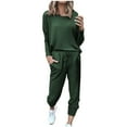 thumbnail image 1 of Mrat Two Piece Swimsuit for Women 2 Piece Jogging Sets Solid Polyester Long Sleeve Sweatsuits Sets Two Piece Track Suits Drawstring High Waist Pants Set Comfy Outfits J-Army Green XXL, 1 of 5