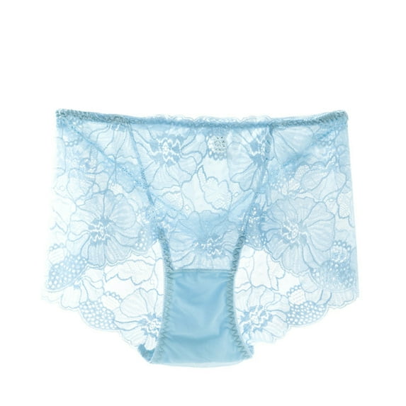 Mrat Underwear Women Pack Briefs Women's Mid-Waist Cotton Lace Thin Mesh Breathable Underwear Briefs Womens Underwear Bikinis S-285 Sky Blue L