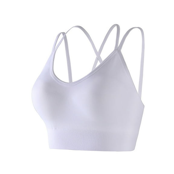 Mrat Underwire Sports Bras for Women Women's Crossback Sports Bra Padded Strappy Medium Support Yoga Bra for Workout Fitness Shockproof Underwear Bra S-234 White S