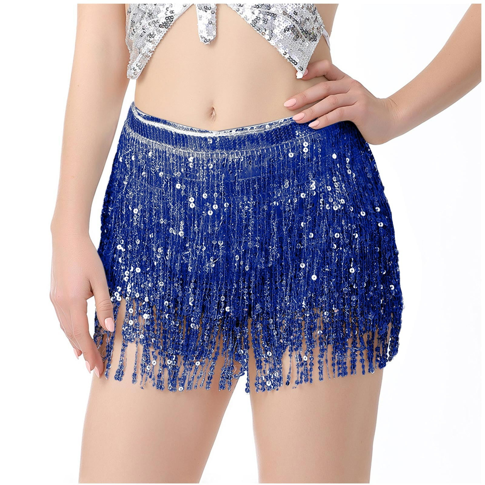 Mrat Uniform Skirts for Women Women's Belly Dance Sequins Underskirt for Dresses Tassel Dance