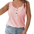 thumbnail image 1 of Mrat Versatile Tank Tops Women's Pull-Over Fashionable Knitted Casual with Round Neck Strap Button Tops Bra Tank Tops for Women S-347 Pink-A 3XL, 1 of 6