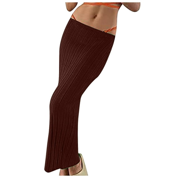 Mrat Weekend Skirts Women's Versatile Leisure Home Resort Beach Maxi Skirt Renaissance Skirts S-135 Coffee S