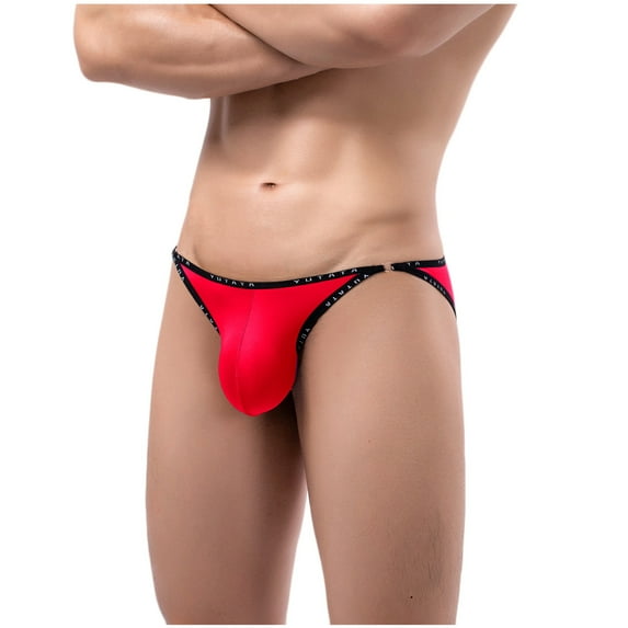 Mrat Wicking Underwear for Men Ultra Thin Ice Silk Cotton Narrow Side Low Waist Men's Briefs Hip Wrap Men's Underwear Boxers Briefs S-85 Red-a S