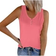 thumbnail image 1 of Mrat Wide Strap Tank Tops Women's Striped Round Neck Button Elastic Tank Tops High Neck Tank Tops for Women S-307 Pink-A L, 1 of 5