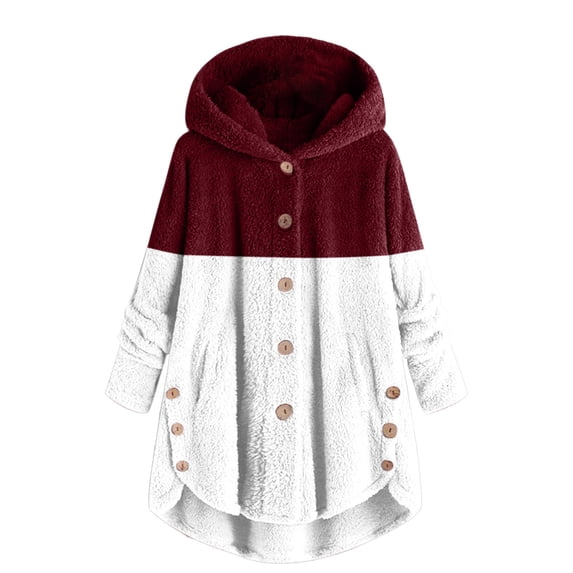 Mrat Wind Breaker Jacket Ladies Fashion Women's Button V-Neck Pullover Tops Long Sleeve Hooded Blouse Ciat Wind Breaker Jacket Ladies S-170 Wine XXL