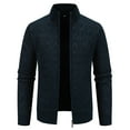 thumbnail image 1 of Mrat Winter Tops Men Men's Cardigan Sweaters Full Zip up Stand Collar Slim Fitting Casual Knitted Sweater with Pockets Winter Tops Men S-7 Navy XXL, 1 of 8
