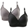 thumbnail image 1 of Mrat Wireless Push up Bras for Women 2PCS Woman's Fashion Plus Size Wire Free Comfortable Push up Hollow out Bra Underwear S-2 Gray 4XL, 1 of 4