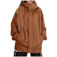 thumbnail image 1 of Mrat Woman Hoodie Zip up Men and Women Lightweight Single-Layer Outdoor Loose Zippered Jacket Work Jacket Windbreaker and Jacket Women's Coats and Jackets S-248 Brown 4XL, 1 of 9
