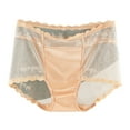 thumbnail image 1 of Mrat Womans Underwear Women Solid Color High Waisted Mesh Breathable and Cotton Lace Hollow Underwear Panties Panties S-252 Beige L, 1 of 3
