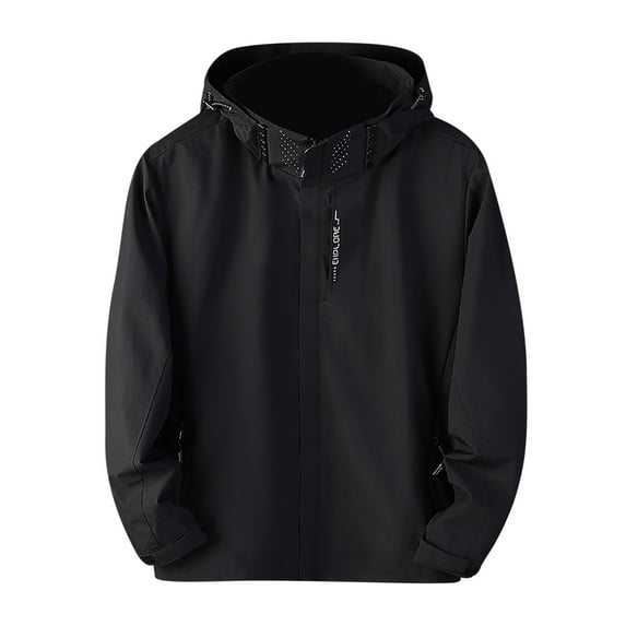 Mrat Women Outdoor Jacket Detachable Cap Windproof Thick Three-in-One Jacket Sports Warm Jacket Warm Rain Jackets for Lady Water Proof S-25 Black 4XL