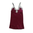 thumbnail image 1 of Mrat Women Pajamas Women Nightgown Gold Velvet Pajamas Lace Underwear V-Neck Sleeveless Sleepwear Nightdress S-63 Wine m, 1 of 6