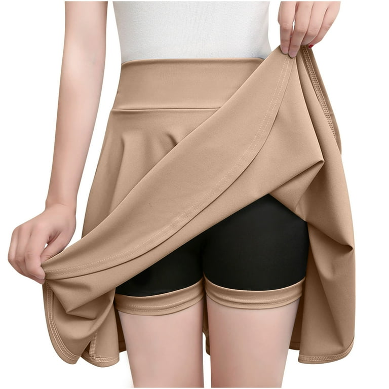 Mrat Women Pleated Skirt Women Color Half Length Bathing Suit