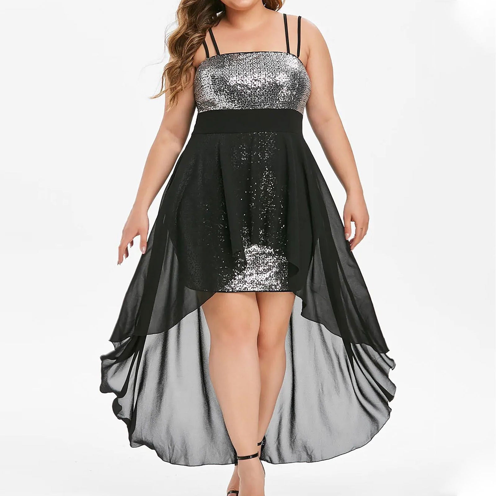 Mrat Women Plus Size Cami Dress Summer Sequin Glitter Party Cocktail ...