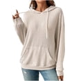 thumbnail image 1 of Mrat Women Rain Coat Casual Women's Hooded Collar Neck Summer Qutwear Pocket Gradient Regular Women's Long Sleeve Lined Rain Jacket Lady S-19 Beige L, 1 of 7