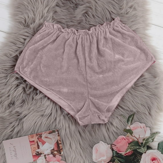 Mrat Women Silk Robe Pajama Shorts Velvet Lingerie with Garter Straps Lingerie Teddy Plus Size Pajamas Stain Pajamas Bowknot Shorts Gray_C XL