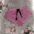thumbnail image 1 of Mrat Women Sleepwear Pajama Shorts Velvet Women's Lingerie Camisoles & Tanks Lace Lingerie for Women Leather Lingerie for Ladies Stain Pajamas Bowknot Shorts Pink_B XXL, 1 of 4