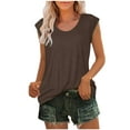 thumbnail image 1 of Mrat Women Tank Tops Loose Women's Cap Sleeve Tops Summer Tank Tops Casual Basic Tees Shirts Loose Blouses Lace Tank Tops for Women S-395 Brown XXL, 1 of 6