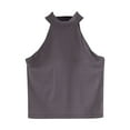 thumbnail image 1 of Mrat Women Tank Tops Women's Slim with Chest Pad Neck Hanging Sleeveless Round Neck Tops/Shirt Long Tank Tops for Women S-278 Dark Gray XL, 1 of 4