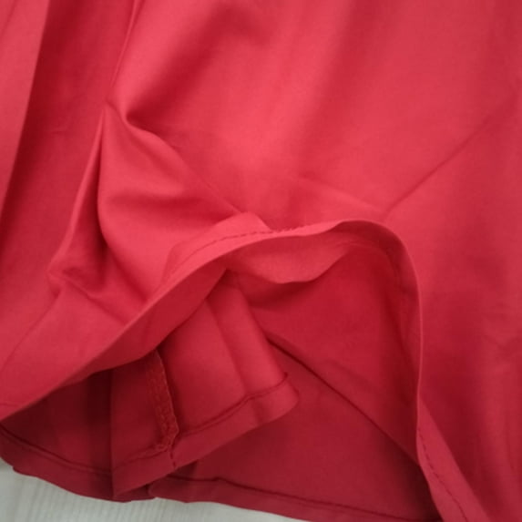 Mrat Women Vintage Skirt High Waist Pleated Skirt Solid Midi A-Line Skirt with Pockets S-28 Red-A XXL