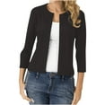 thumbnail image 1 of Mrat Women's 3/4 Sleeve Cropped Blazers Open Front Cardigan Small Suit Solid Color Three Quarter Sleeve Hoodless Casual Outwear & Jackets Turn Down Collar Jacket Black XL, 1 of 8