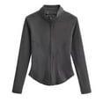 thumbnail image 1 of Mrat Women's Athletic Full Zip Lightweight Workout Jacket Yoga Cropped Slim Fitting Breathable Tops Women Zip up Hoodie Lightweight S-263 Dark Gray L, 1 of 5