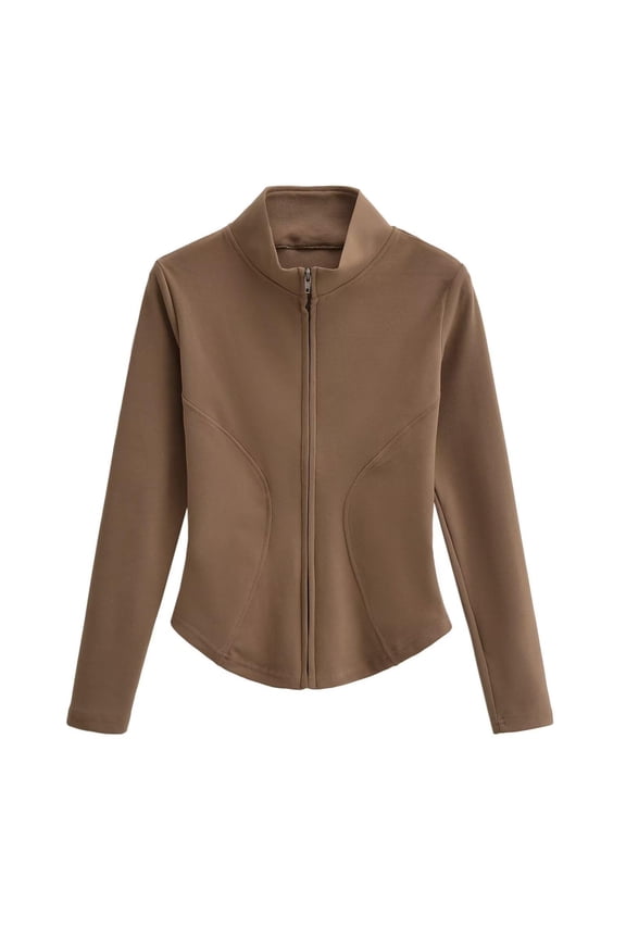 Women's Athletic Full Zip Lightweight Workout Jacket Yoga Cropped Slim Fitting Breathable Tops Women Zip up Hoodie Skeleton S-263 Coffee S