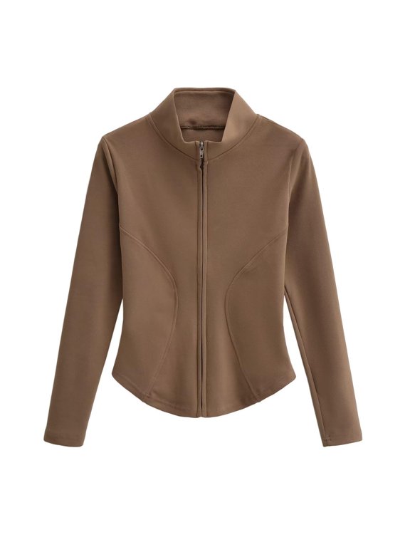 Women's Athletic Full Zip Lightweight Workout Jacket Yoga Cropped Slim Fitting Breathable Tops Women Zip up Hoodie Skeleton S-263 Coffee S