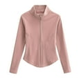 thumbnail image 1 of Mrat Women's Athletic Full Zip Lightweight Workout Jacket Yoga Cropped Slim Fitting Breathable Tops Womens Heavy Winter Coat S-263 Pink-a S, 1 of 5
