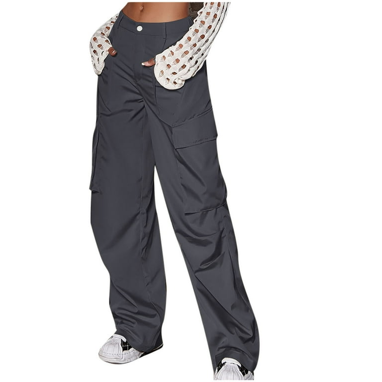 Mrat Women's Athletic Pants Full Length Pants Ladies Street Style Fashion  Design Sense Multi Pocket Overalls Low Waist Sports Pants Athletic Pants  for