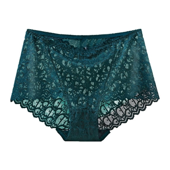 Mrat Women's Boy Shorts Underwear Women Solid Color Underwear High Waisted Lace Tight and Breathable Underwear Panties Woman Underwear Cotton S-251 Green L