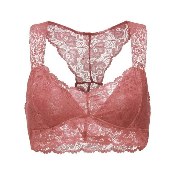 Mrat Women's Bra with Wicking New Women Plus Size Crop Wire Free Bra Lingerie V-Neck Underwear S-3Xl Bras for Women Wirefree Removable Pads S-400 Red-A L