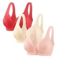 thumbnail image 1 of Mrat Women's Bras No Underwire 3Pc Women's No Steel Ring Lactation Bra Back Adjustment Yoga Running Bra Cotton Bralettes for Women Padded S-1207 Hot-Pink L, 1 of 4