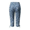 thumbnail image 1 of Mrat Women's Capris Pants Mid Waist Printed Womens Drawstring Elastic Straight Cropped Pants Yoga Sports Straight Loose Cropped Trouser Blue_AA XL, 1 of 4