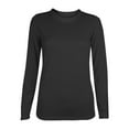 thumbnail image 1 of Mrat Women's Casual Long Sleeve Tee Crewneck Blouse Stretch Slim Fitting Basic Tops Solid T-Shirt S-71 Black M, 1 of 3