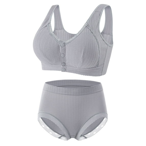 Mrat Women's Daisy Bra Front Snaps Bra No Underwire and High Support Push up Sports Bra Comfortable Easy Close Front Button Bra Gray_AA 40