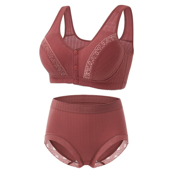 Mrat Women's Daisy Bra Front Snaps Bra No Underwire and High Support Push up Sports Bra Comfortable Easy Close Front Button Bra Red_BB 46