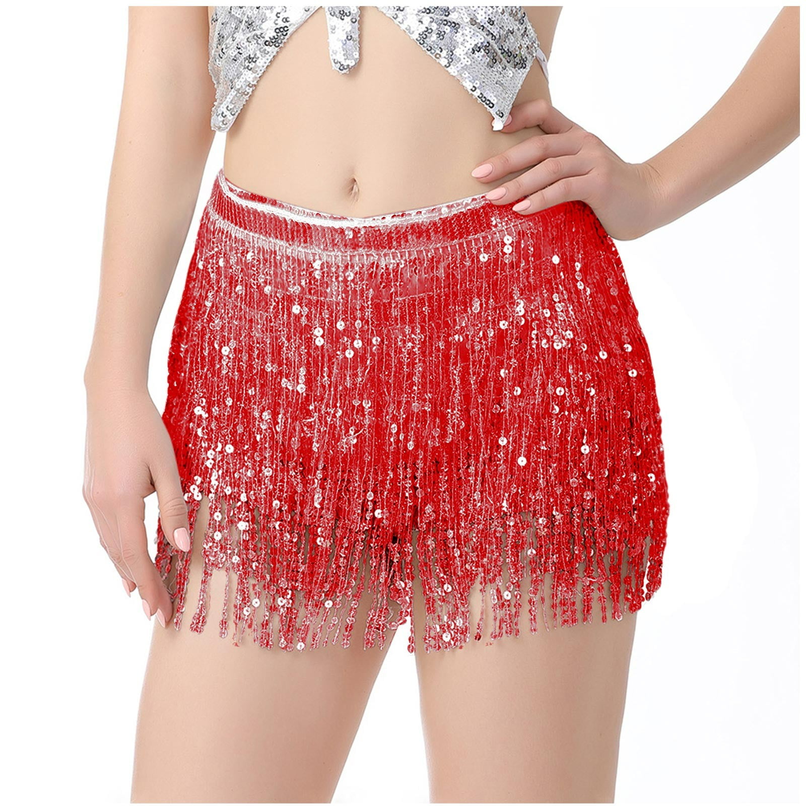 Sequined Tweed Low Waist Mini Skirt