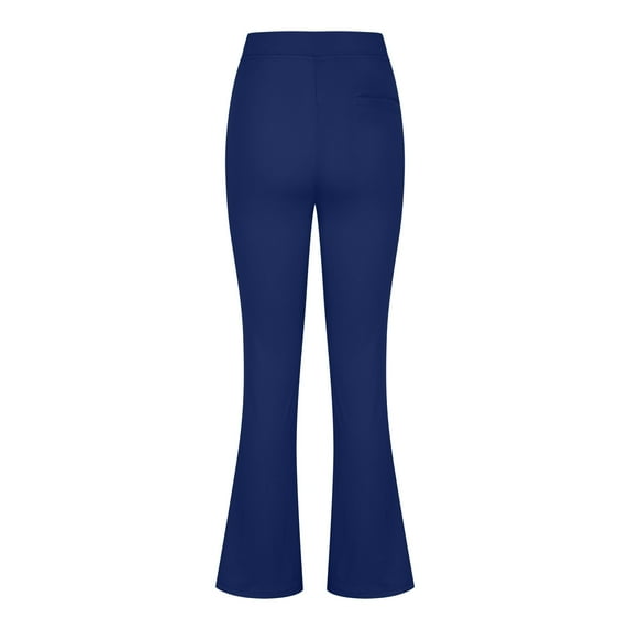 Mrat Women's Flare Yoga Pants High Waist Stretch Work Pants Regular, Long, Tall Slim Fitting Bussiness Trousers with Pockets S-43 Blue S