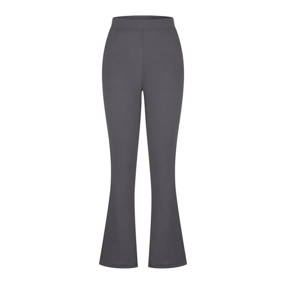 Mrat Women's Flare Yoga Pants High Waist Stretch Work Pants Regular, Long, Tall Slim Fitting Bussiness Trousers with Pockets S-43 Gray m