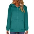 thumbnail image 1 of Mrat Women's Fleece Hoodie Full Zipper Sweatshirts Oversized Jacket Fall Long Hooded Coats with Pockets S-16 Mint Green XXL, 1 of 8
