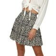 thumbnail image 1 of Mrat Women's Floral Print High Waist with Drawstring Ruffle FlaRed-A Boho a Line Mini Skirt S-20 Navy L, 1 of 9