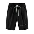 thumbnail image 1 of Mrat Women's Knee Length Bermuda Shorts Elastic Waist Drawstring Casual 10" Long Printed Shorts Loose Fitting Beach Shorts with Pockets S-26 Black S, 1 of 5