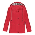 thumbnail image 1 of Mrat Women's Long Hooded Rain Jacket Outdoor Raincoat Windbreaker Zip up Cropped Hoodie Lady S-267 Red-a M, 1 of 5